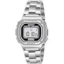 Shocknshop Digital Stylish Square Dial EL Light Stainless Steel Mens Watch (Silver Color Dial & Strap) -WCH105