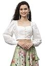 studio rasa Silk Blend Button Down Shirt Style Blouse for Women Girls Casual Party (TPWC22125S_BL_Off White)