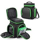 Trunab Console Carrying Case Compatible with Xbox Series X, Travel Bag with Multiple Storage Pockets for Xbox Controllers, Headset, Games, Cables, Portable Hard Disk and Other Accessories, Green
