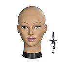 BLTYXT Afro Bald Mannequin Head Professional Cosmetology Wig Training Head for Wig Making and Display Hat Glasses Scarf Jewelry Model Head with Clamp Stand