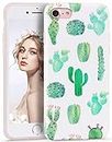 Cactus iPhone 6s 6 Case,iPhone 6s 6 Floral Case for Girls, Imikoko White Green Cactus Women Protective Cute Slim Shockproof TPU Soft Rubber Silicone Cover Phone Case for iPhone 6s / iPhone 6