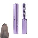 2024 New Rechargeable Mini Hair Straightener, Portable Cordless Hair Straightener Brush, Three Temperature Adjustments for Everyday and Outings (Purple)