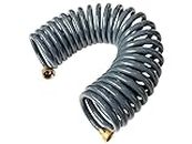 SANFU PU Recoil Garden Water Hose 3/8"ID(9.5 x 12.7mm) x 25ft Premium with 3/4"Inch Brass Fittings Retractable, Outdoor Patio Hose Marine&Boat, Gray(25')