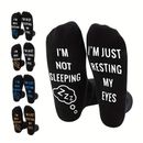 1pair Funny Saying 'i'm Not Sleeping Just Resting My Eyes' Print Men's Novelty Socks For Father Day, Birthday Gifts For Dad