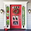 Christmas Ghost Elves Couplet Green Water Ghost Grinch Door Curtain Hanging Christmas Ghost Elves Party Decoration Scene Decoration Door Couplet