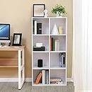 Lukzer 8 Shelf Engineered Wood Bookshelf Storage Organizer Furniture for Living Room, Kitchen Office or Home Use Open Cube Cabinet (MR- 009/ White / 123.5 x 60 x 30 CM) DIY (Do It Yourself)