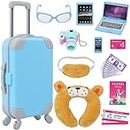 ZITA ELEMENT 23 Pcs American 18 Inch Boy Doll Suitcase Luggage Travel Set for Boy 18 inch Doll Travel Carrier Storage, Including Suitcase Pillow Blindfold Sunglasses Camera Computer Cell Phone Ipad,ect