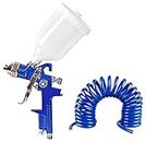 Combo H827 Professional Paint Spray Gun Sprayer with 10 Meter Pneumatic Pipe Coiled 8mm x 12mm & 1.4mm Nozzle Automotive Painting Car Furniture Construction Painting Tools HVLP Sprayer Blue
