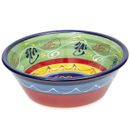 EARTHENWARE SERVING BOWL, NEW, MULTICOLOR, HAND PAINTED, IMPORTED FROM SPAIN