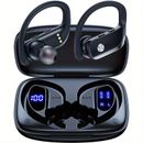 Wireless Headphones With Built In Microphone, Stereo Surround Sound Headphones With Earhook, Long Standing Playback Sports Headphones With Led Display, Fitness Noise-canceling Headphones