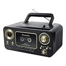 Studebaker SB2135BG Portable CD Player with AM/FM Radio and Cassette Player/Recorder in Black and Gold