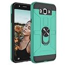 Jeylly Galaxy J7 Case with Kickstand and Screen Protector, [Shock Proof][Turquoise] Protective Hybrid Rubber Plastic Impact Defender Rugged Hard Case Cover Shield for Samsung Galaxy J7 Released 2015