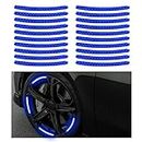 Augeny 20PCS Reflective Car Wheel Decorative Stripe Stickers, Anti-Scratch Night Safety Warning Sticker, Fluorescent Tire Rims Decal, Auto Exterior Decor Accessories for Most Vehicles (Blue)