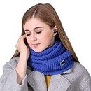 Happy2Buy Wireless Bluetooth Headphone Scarf/Soft Warm Rechargeable Battery Music Headset Speaker Warm Knitted Smart Scarf for iPhone, iPad, Android Cellphones, Tablets/Christmas Gifts (BLUE)