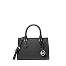 Michael Kors Sheila Small Non-Leather Vegan Satchel, Black With Gold Hardware