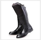 Retro Mens Equestrian Leather Boots Flat Riding Military Boots Knee High Shoes