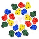 Toy Park Kids Large Adventure Climbing Holds Rocks Climb Stones for DIY Playground Wall Grips & Wood Block for Indoor & Outdoor - Multicolour - 20 Pieces