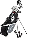 Top Line Men's M5 Golf Club Set, Left Handed Only, Includes Driver, Wood, Hybrid, 5, 6, 7, 8, 9, PW Stainless Steel Irons with True Temper Steel Shaft, Putter, Stand Bag & 3 Headcovers
