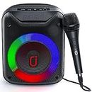 JYX D18 Karaoke Machine with Wired Microphone,Lightweight Bluetooth Speaker with Party Lights,Portable PA System Support USB Input,Indoor/Outdoor Use, Gift for Kids