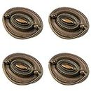 Quluxe 4 Pcs Furniture Dresser Pull, Antique Brass Bail Drawer Pull Oval Drop Swing Handles Cabinet Knob Hardware