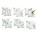 2pcs Microfiber Eucalyptus Branches Plant Leaf Pattern Throw Pillow Covers Cushion Pillow Cases For Sofa Bed Car Living Room, Home Decor Room Decor, Without Pillow Insert, 45cm*45cm