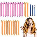 URAQT Hair Rollers for Long Hair, 55cm Spiral Curlers, No Heat Hair Curlers Styling Kit with Styling Hooks, DIY Hairstyle Styling Tools for Women Girls (20 Pack)