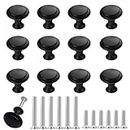 12PCS Cabinet Knobs, Black Cabinet Pulls Cabinet Knobs Inway, Round Drawer Knobs Cabinet Hardware with Screws, for Kitchen Bedroom Furniture
