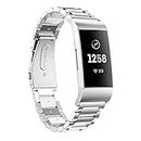 for Fitbit Charge 3 / Charge 4 Metal Bands with Tools, Solid Stainless Steel Wristband Adjustable Sport Strap for Charge 3 & Charge 4 Smart Watch (Silver)