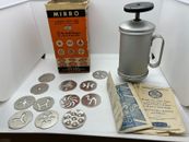 Vintage Mirro Cookie Press Pastry Set w/ 12 Plates Original Box Recipes Cooky