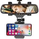 CEUTA® Car Rearview Mirror Mount Holder, Car Mounting Bracket Mobile Phone GPS Bracket Universal 360° Rotation for iPhone Xs Max/xs/x/8/8 Plus, Samsung Galaxy S7/S7 Edge (Black, OneSize)