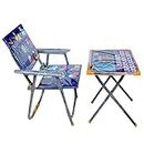 PUSHKART Junior's Study Desk Best for Kids, Cartoon Pattern Printed Adjustable Foldable Study Table and Chair Set, for Kids Boy and Girl (Age Recomendation 2 to 6 Year Old)(Red, Blue, KI- 240
