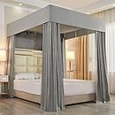 Mengersi Canopy Bed Curtains Bed Canopy Bedroom Decoration Lightproof,Not Include Poles (King, Gray)