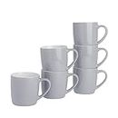 Argon Tableware 6x 350ml Coloured Coffee Mugs - Ceramic Stoneware Tea Latte Cappuccino Cups Set with Handle (Grey)