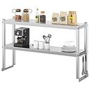 YITAHOME 48" x 12" Stainless Steel Overshelf, 2 Tier Overshelf with Hook, Adjustable Commercial Double Overshelf for Kitchen Prep Table Restaurant and Workshop
