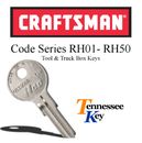 Craftsman Tool Box Key / Selecciona tu código de llaves / Key Code Series RH01-RH50