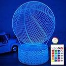 i-CHONY Basketball 3D Illusion Night Light Lamp,16 Colors Dimmable Basketball 3D Led Light,with Remote & Smart Touch,Basket Ball Gifts for Adults Teens Boys Girls Kids Birthday Christmas