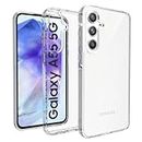 RIGGEAR Shockproof Clear Hybrid Armor Back Cover Case Compatible with Samsung Galaxy A55 5G (Clear PC + Clear TPU Bumper)