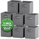 Royexe Storage Cubes - Set of 8 Storage Baskets | Collapsible Fabric Storage Box Features Dual Reinforced Handles | Cube Storage Bins for Toys | Foldable Storage Box and Toy Basket [Grey]