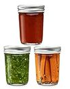 ginoya brothers Ball Wide Mouth Glass Mason Jars with Lids For Kitchen Storage - 350 ml - SET OF 3