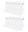 Nike Men's Everyday Cushioned Crew Training Socks (6 Pairs), White, L