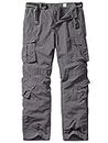 linlon Mens Cargo Hiking Pants Outdoor Casual Quick Drying Lightweight Work Pants with 8 Pockets #6052-Grey-36