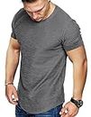 COOFANDY Men's Muscle T Shirt Fashion Hipster Fitness Athletic Quick Dry Fit Tee Grey