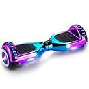 WEELMOTION Chrome Iridescent Hoverboard with Music Speaker, 6.5" All Terrain Shining Wheels and Vibrating Lights, UL2272 Certified self balancing scooter with hover board bag, range up to 8 kms