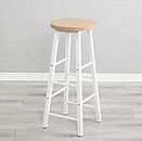 INDIDECOR 45290 Comfortable Breakfast Stool/Wooden Bar Stool Dining Breakfast Stool/Bar Stool Chair Kitchen Cafeteria Bistro, Pub, White with Wooden Color top - White