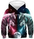Sucor Boys Girls 3D Galaxy Hoodies Kids Outwear Cool Pullover Sweatshirt Jacket(M,GR Wolf)