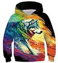 Idgreatim Kids Hoodie Boys Pullover con Bolsillo Pullover Sudadera 3D Wolf Printed Party Wear Pullover Hoodie XL