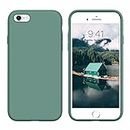 GUAGUA Compatible with iPhone 6 Plus/6S Plus Case Liquid Silicone Soft Gel Rubber Slim Thin Microfiber Lining Cushion Texture Protective Phone Cases for iPhone 6 Plus/6s Plus, Pine Green