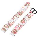 Ubervia® Smartwatch Replacement Strap Compatible with Fitbit Alta/Alta, Watch Bands for Smart Watch Tpe Printing Replacement Smart Watch Bands Watch Straps for Men Women- White Roses