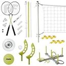 Franklin Sports Fun 5 Outdoor Game Set - Backyard Lawn Games - Volleyball, Badminton, Flip Toss, Ring Toss and Flying Disc Included, 50804X