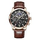 LIGE Men's Watches,Analog Quartz Watches with Chronograph Luminous Pointer Casual Round Wrist Watch for Men Leather Dress